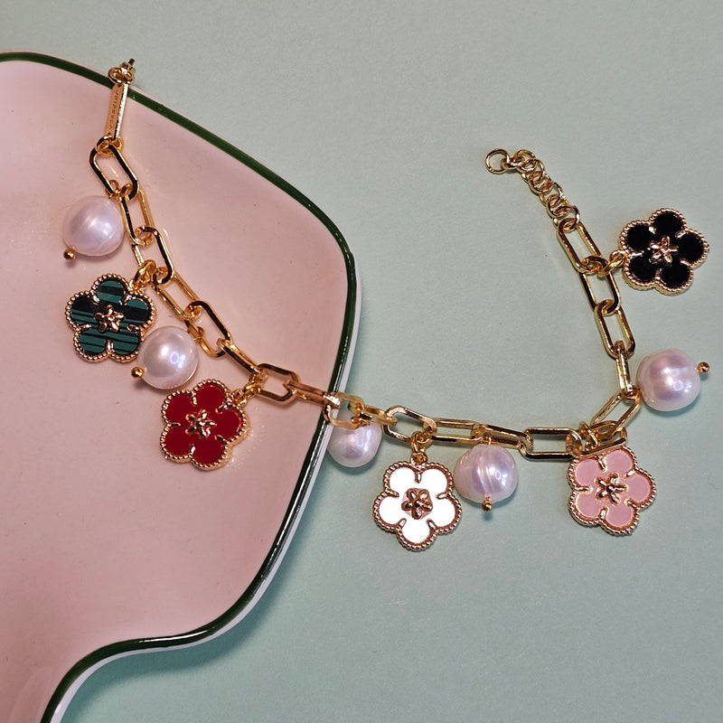 Pearl & Floral Link Chain