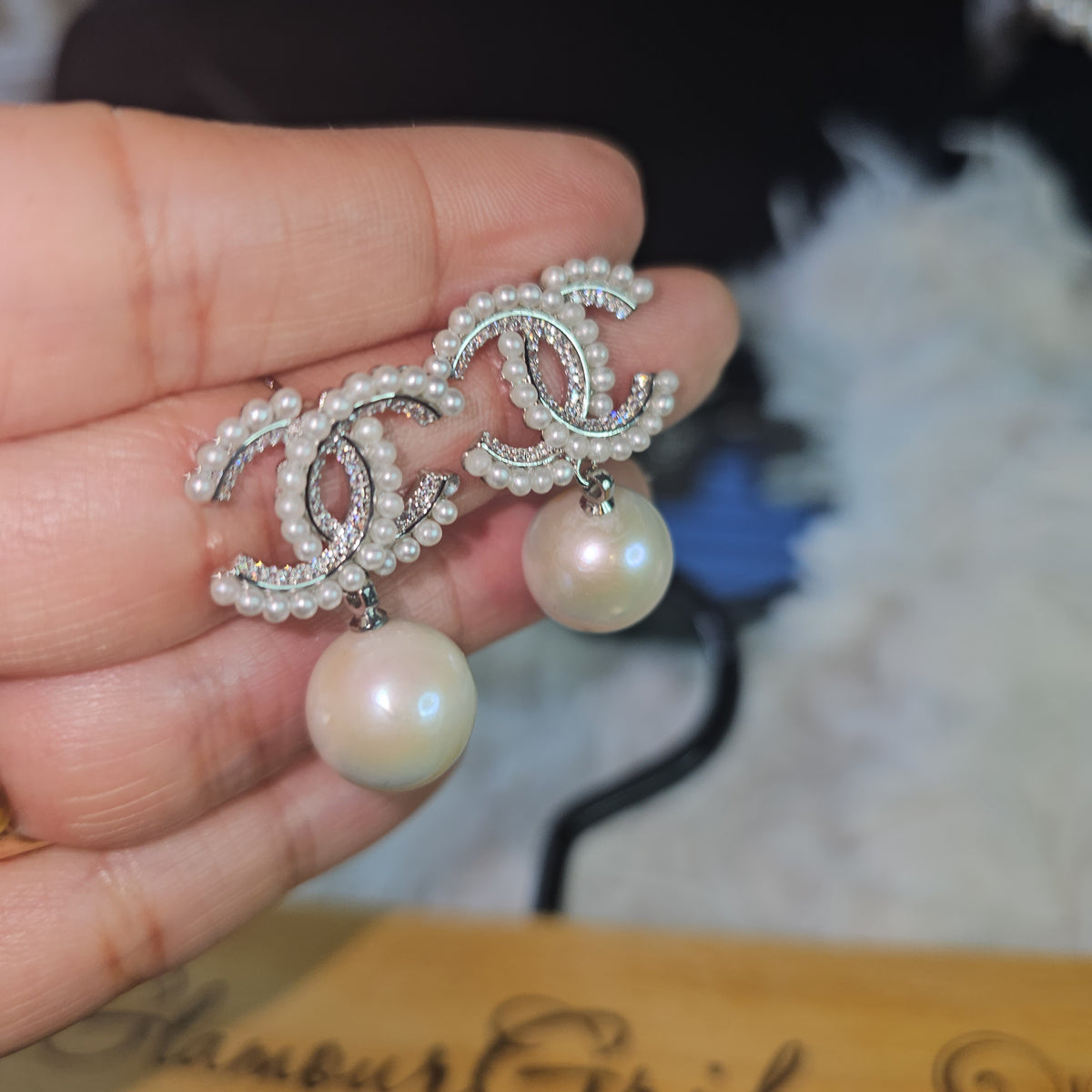 Stud Dangling Earring in Fresh Water Pearl