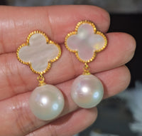 Stud Dangling Earrings in Fresh Water Pearl