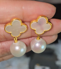 Stud Dangling Earrings in Fresh Water Pearl