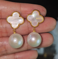 Stud Dangling Earrings in Fresh Water Pearl